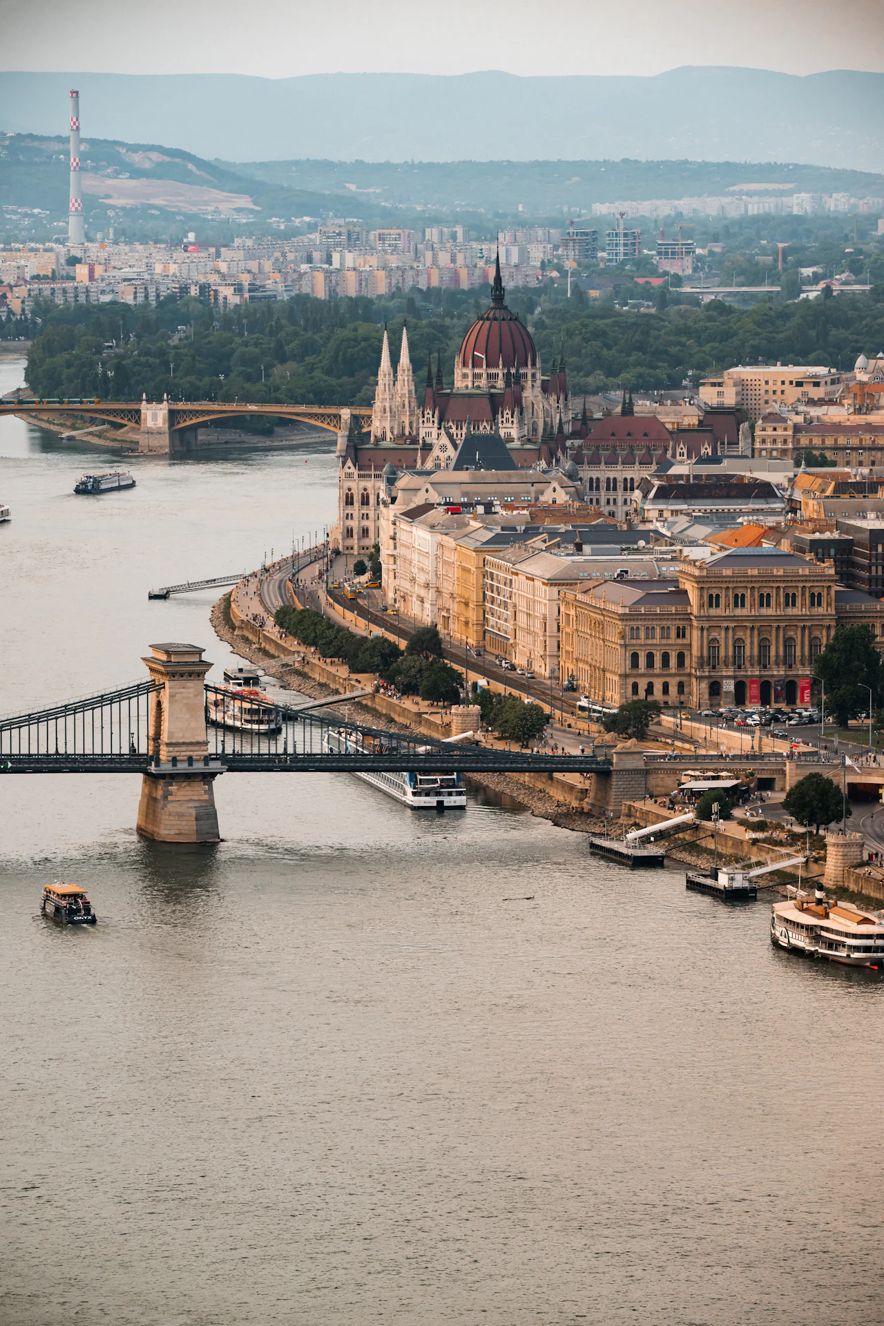 Budapest skyline with the Danube, Chain Bridge and Parliament, photographed by Krisztian Tabori